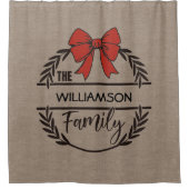 Rustieke Laurel Holiday Wreath familienaam Douchegordijn (Voorkant)