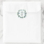 Rustieke Laurel Wreath Waterverf Bruiloft Ronde Sticker (Tas)