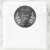 Rustieke laurier krijtbord baby shower dank u ronde sticker (Tas)