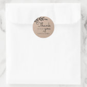 Rustieke laurierblad bedankkaart bruiloft ronde sticker (Tas)