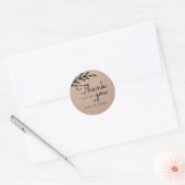 Rustieke laurierblad bedankkaart bruiloft ronde sticker (Envelop)