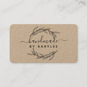 Rustieke laurierblad handgeschreven script visitekaartje