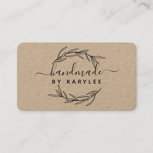 Rustieke laurierblad handgeschreven script visitekaartje (Voorkant)