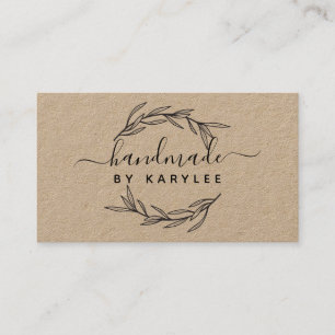 Rustieke laurierblad handgeschreven script visitekaartje