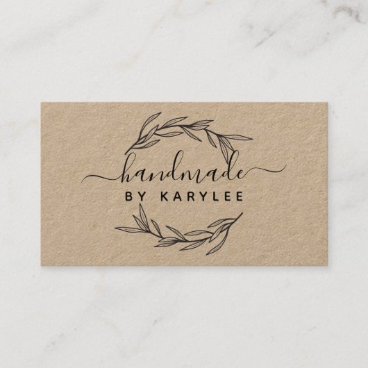 Rustieke laurierblad handgeschreven script visitekaartje (Voorkant)