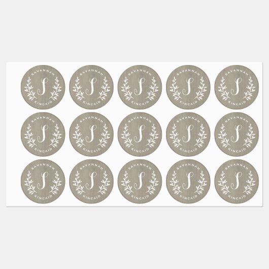 Rustieke lauriermonogram kinder waterdichte sticke labels (Vel)