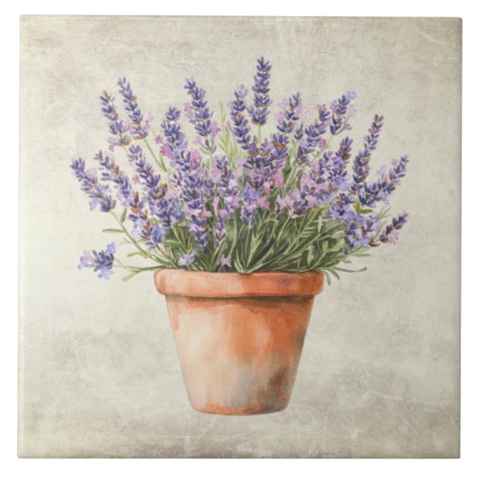 Rustieke Lavendel Aquarel Tegeltje (Voorkant)