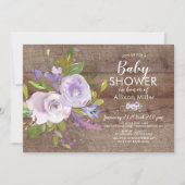 Rustieke Lavendel Bloemen Baby Douche Uitnodiginge Kaart (Voorkant)