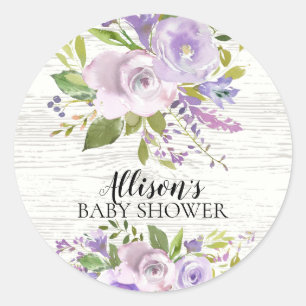 Rustieke Lavendel Bloemen Baby shower Envelope Sea Ronde Sticker