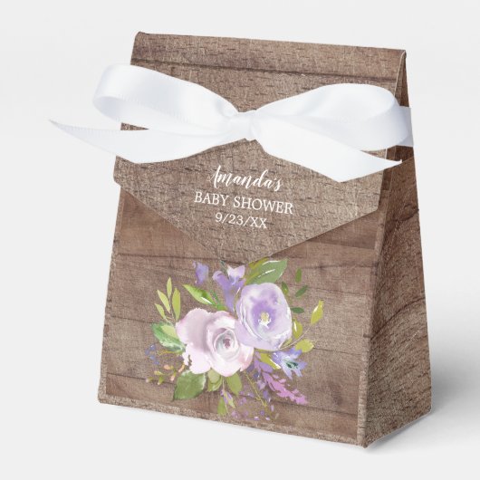 Rustieke Lavendel Bloemen Baby shower Favor Box Bedankdoosjes (Voorkant Zijde)