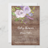 Rustieke Lavendel Bloemen Baby shower Invitation Kaart (Voorkant)