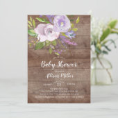 Rustieke Lavendel Bloemen Baby shower Invitation Kaart (Staand voorkant)