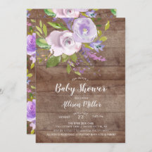 Rustieke Lavendel Bloemen Baby shower Invitation