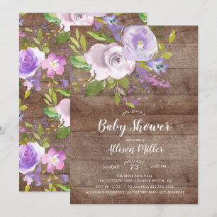 Rustieke Lavendel Bloemen Baby shower Invitation Kaart