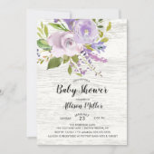 Rustieke Lavendel Bloemen Baby shower Invitation Kaart (Voorkant)