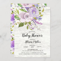 Rustieke Lavendel Bloemen Baby shower Invitation