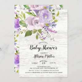 Rustieke Lavendel Bloemen Baby shower Invitation Kaart
