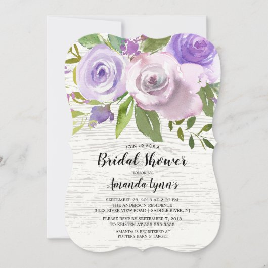 Rustieke Lavendel Bloemen Bruids Douche Uitnodigin Kaart (Voorkant)
