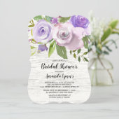 Rustieke Lavendel Bloemen Bruids Douche Uitnodigin Kaart (Staand voorkant)