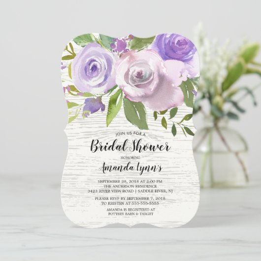 Rustieke Lavendel Bloemen Bruids Douche Uitnodigin Kaart (Staand voorkant)