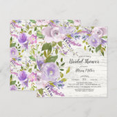 Rustieke Lavendel Bloemen Bruids Douche Uitnodigin Kaart (Voorkant / Achterkant)