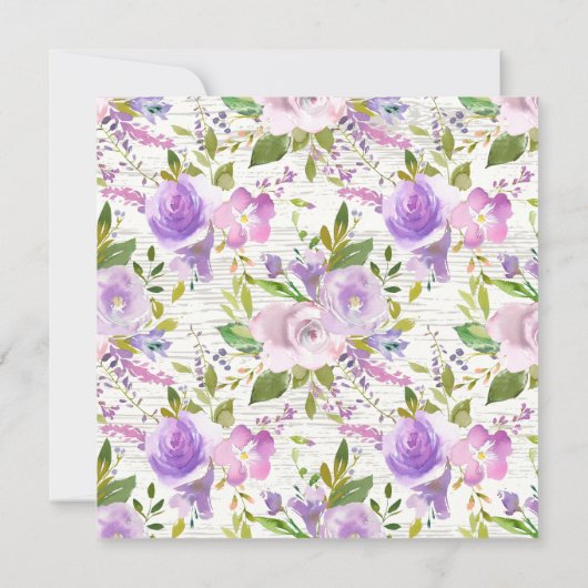 Rustieke Lavendel Bloemen Bruids Douche Uitnodigin Kaart (Achterkant)