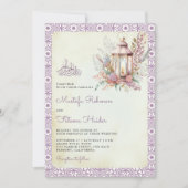 Rustieke Lavendel Bloemen Lantaarn Moslim Bruiloft Kaart (Voorkant)