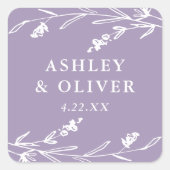 Rustieke Lavendel Bloemen Wildflower bruiloft guns Vierkante Sticker (Voorkant)