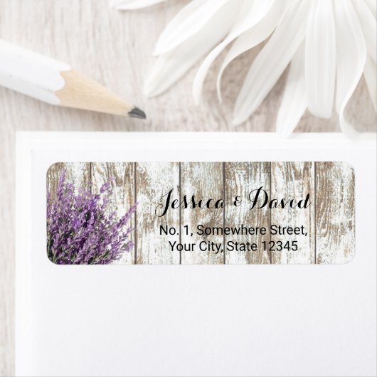 Rustieke Lavendel Bloemen Witte Schuur Hout Etiket (Insitu)