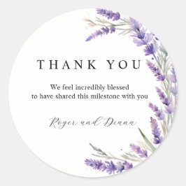 Rustieke Lavendel bloemenbruiloft Ronde Sticker