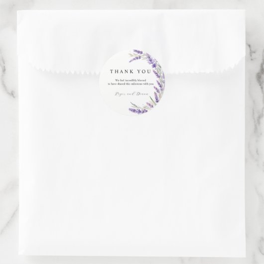Rustieke Lavendel bloemenbruiloft Ronde Sticker (Tas)