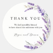 Rustieke Lavendel bloemenbruiloft Ronde Sticker (Voorkant)