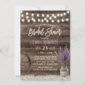 Rustieke lavendel bloemenvase landelijke bruidsdou kaart (Voorkant)