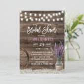 Rustieke lavendel bloemenvase landelijke bruidsdou kaart (Staand voorkant)