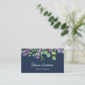 Rustieke lavendel bloemige eucalyptus marine QR-co Visitekaartje (Staand voorkant)