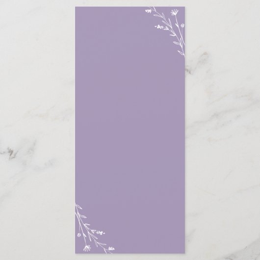Rustieke Lavendel Botanische Bruiloft Menu Kaart (Achterkant)