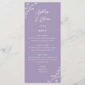 Rustieke Lavendel Botanische Bruiloft Menu Kaart (Voorkant)