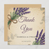 Rustieke lavendel bruiloft bedankkaart (Voorkant / Achterkant)