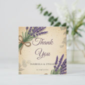 Rustieke lavendel bruiloft bedankkaart (Staand voorkant)