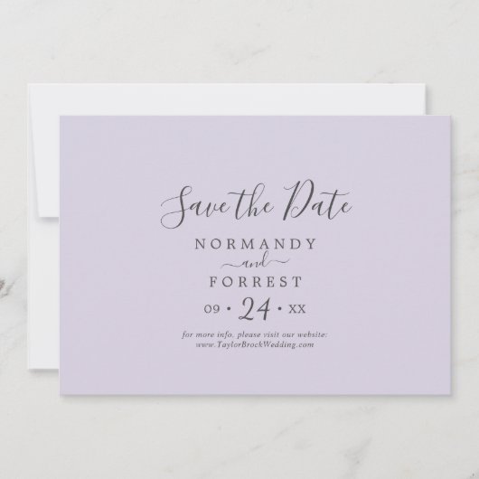 Rustieke Lavendel Coördinaat Paarse Horizontaal Save The Date (Voorkant)