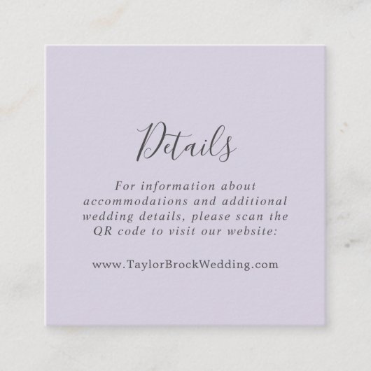 Rustieke Lavendel Coördinaat Paarse QR Code Detail Informatiekaartje (Voorkant)