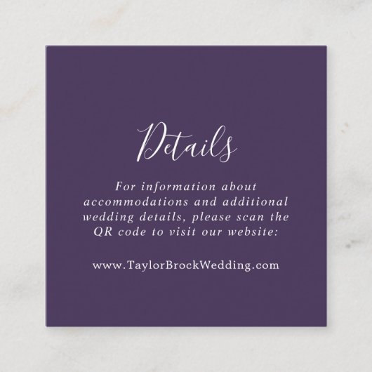 Rustieke Lavendel Coördinaat Plum QR Code Details Informatiekaartje (Voorkant)