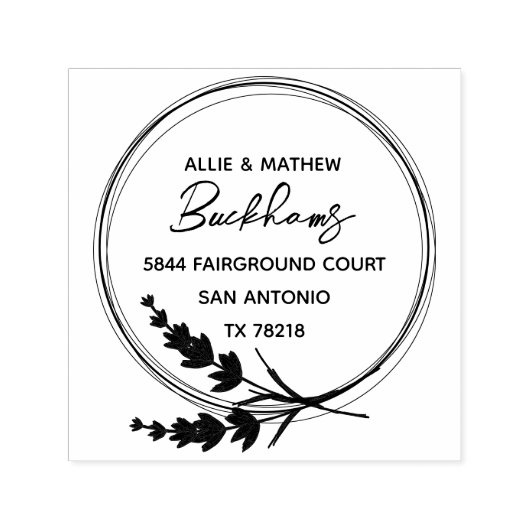 Rustieke Lavendel Elegant Bruiloft Retouradres Zelfinktende Stempel (Design)