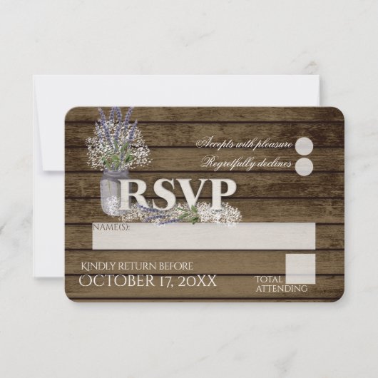 Rustieke Lavendel en Baby's Breath RSVP Bruiloft (Voorkant)