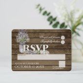 Rustieke Lavendel en Baby's Breath RSVP Bruiloft Kaartje (Staand voorkant)