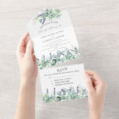 Rustieke Lavendel en Eucalyptus RSVP Trouwen All In One Uitnodiging (Afscheurbaar)