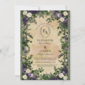 Rustieke lavendel en Ivy bruiloft Kaart (Voorkant)
