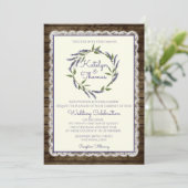 Rustieke lavendel en kant bruiloft kaart (Staand voorkant)