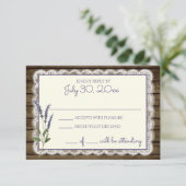 Rustieke lavendel en kant bruiloft reactie Kaart (Staand voorkant)