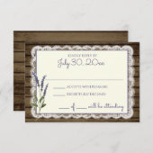 Rustieke lavendel en kant bruiloft reactie Kaart (Voorkant / Achterkant)